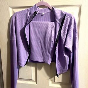 Purple  bodycon skirt & cropped jacket set. Worn once like new!